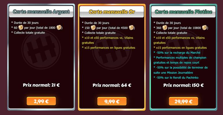 Cartes mensuelle Hentai Heroes